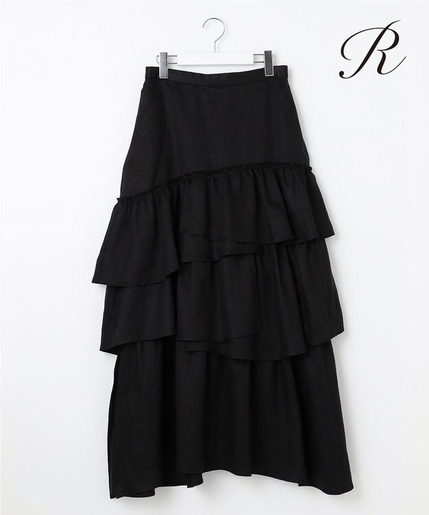 23区 【R(アール)】リネンツイル スカート ブラック系