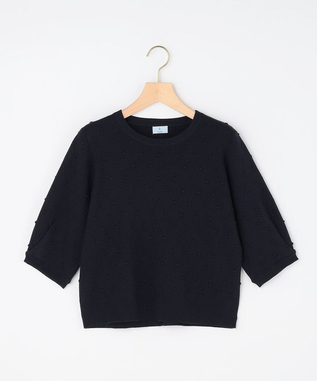 組曲 L 【先行予約・WEB限定】ポップコーンアーガイル5分袖 ニット ネイビー系