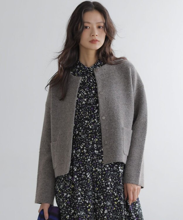 組曲 S プレーティングニットアウター ジャケット ブラウン系