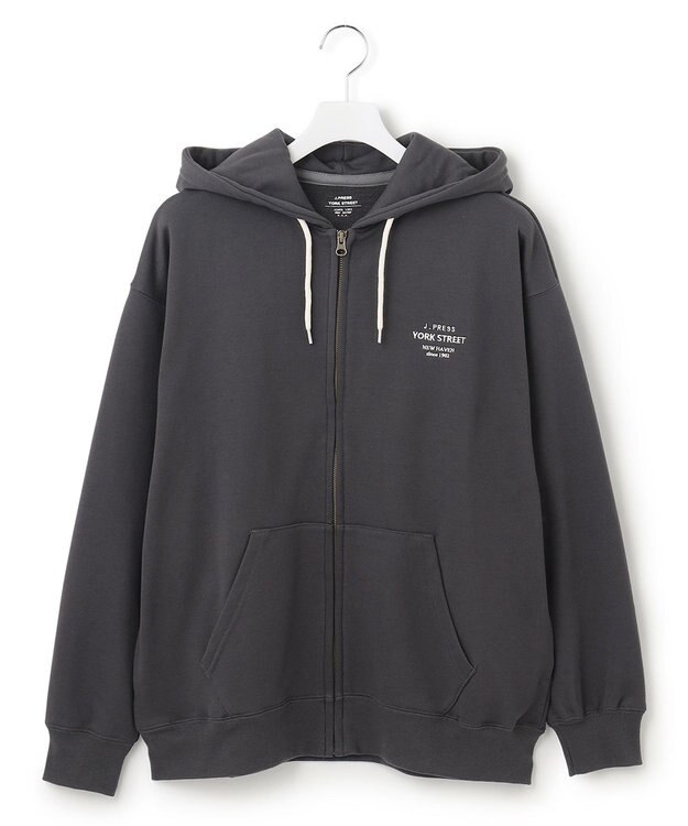 J.PRESS YORK STREET 【UNISEX】フルジップ裏毛ロゴパーカー グレー系