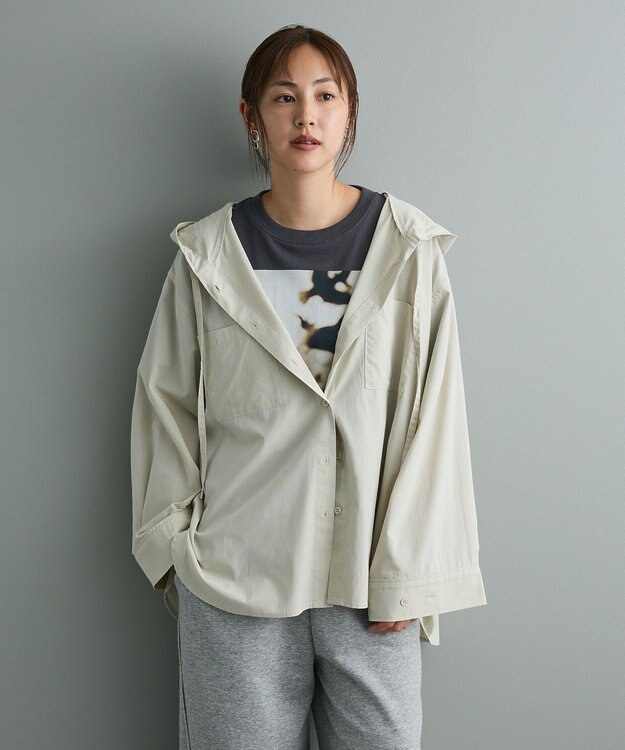 CRAFT STANDARD BOUTIQUE フーディーオーバーサイズシャツ Light Beige