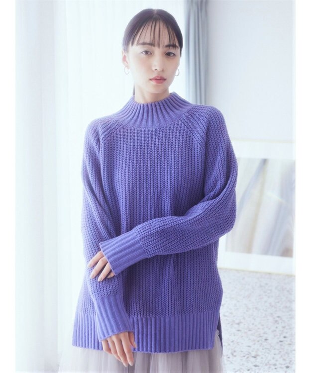 earth music&ecology マットベロアモールチュニック Blue