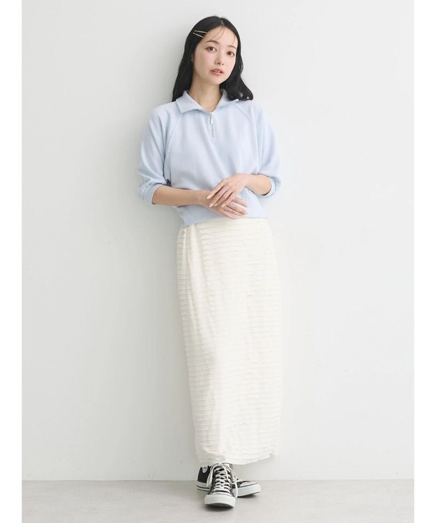 earth music&ecology ハーフジップショートプルオーバー Light Blue