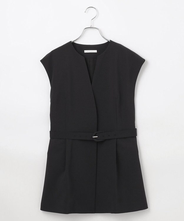 #Newans 【洗濯機可能/ストレッチ】ペプラムジレ ブラック