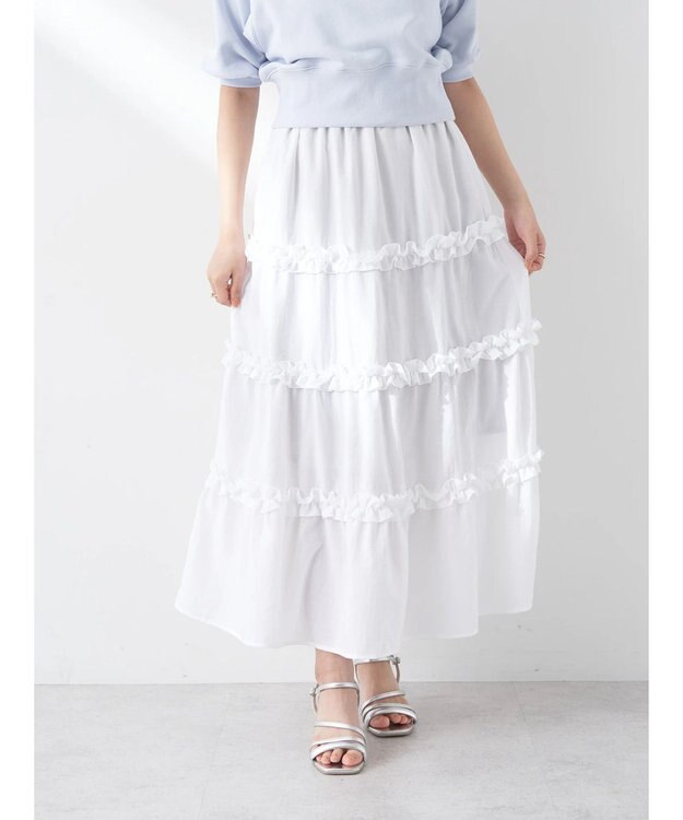 earth music&ecology ミニフリルボリュームスカート Off White