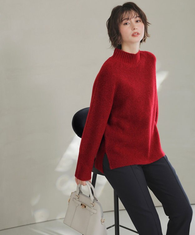 ANY SIS L ハイネックAir ニット レッド