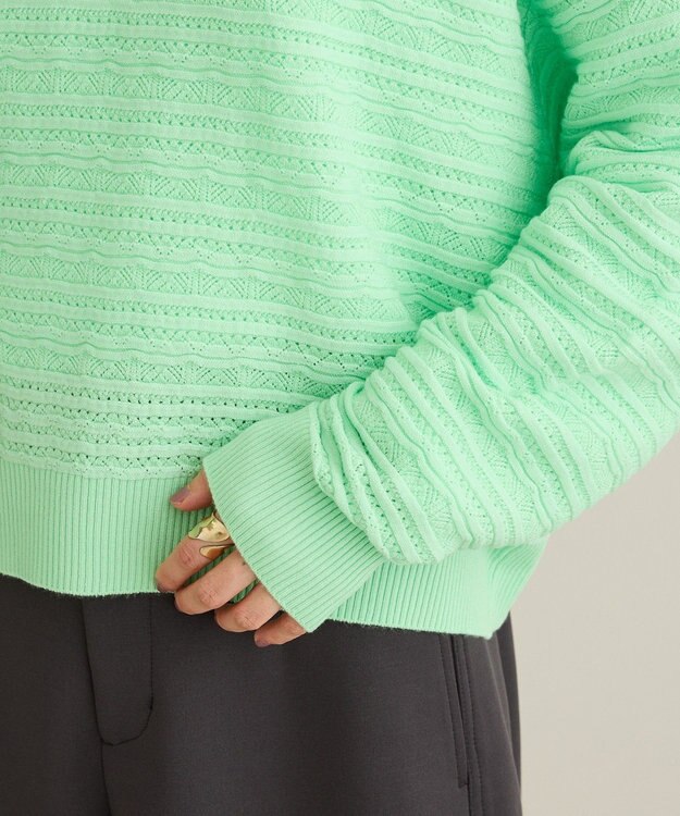 CRAFT STANDARD BOUTIQUE レースボーダーニットプルオーバー White