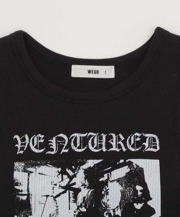 WEGO サイドレースアップグラフィックタンク ブラック