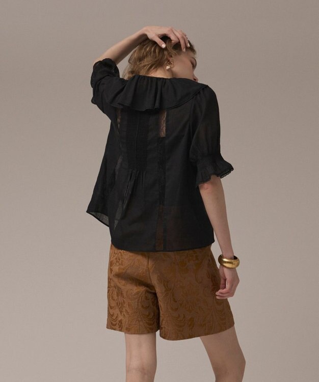 GRACE CONTINENTAL リーフジャガードショートパンツ キャメル