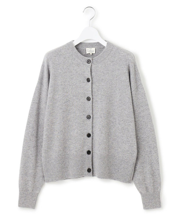 23区 L 【見上愛さん着用/STORY掲載】ピュアカシミヤ クルーネック カーディガン ライトグレー系