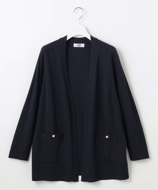 J.PRESS LADIES S 【洗える】KNIT BASIC ロングカーディガン トップネイビー系