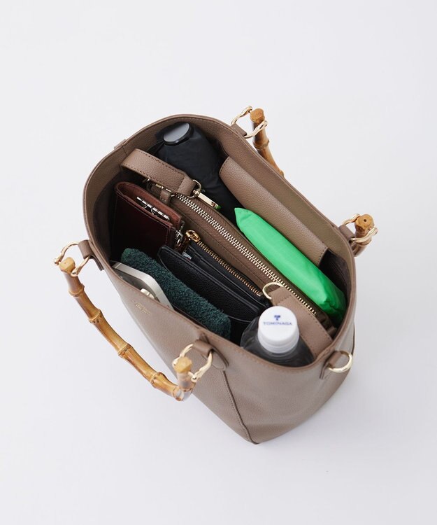 J.PRESS LADIES 【2way】バンブー バッグ モカ系