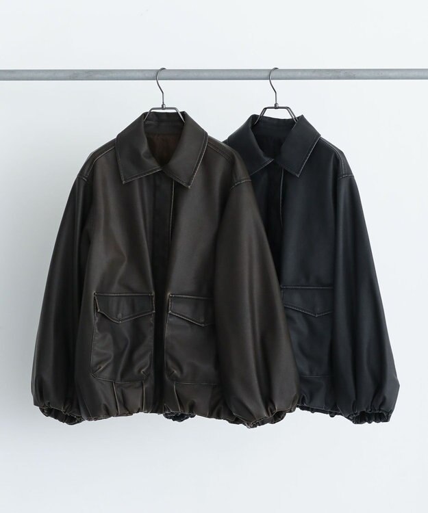 Green Parks ■ＥＳＣＡＲ　フェイクレザーバルーンブルゾン Black