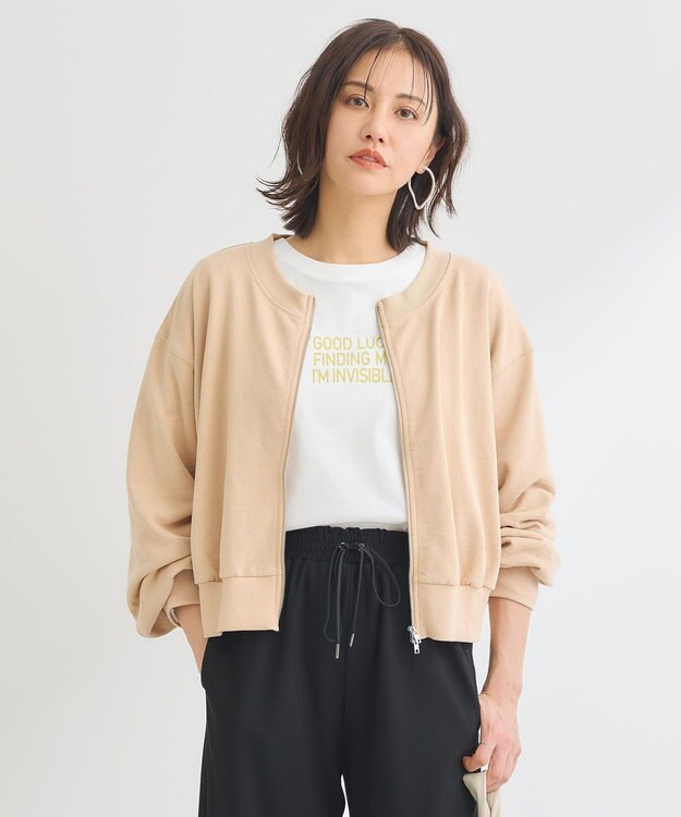 Green Parks ウ゛ィンテージ風ｚｉｐ裏毛カーディガン Orange