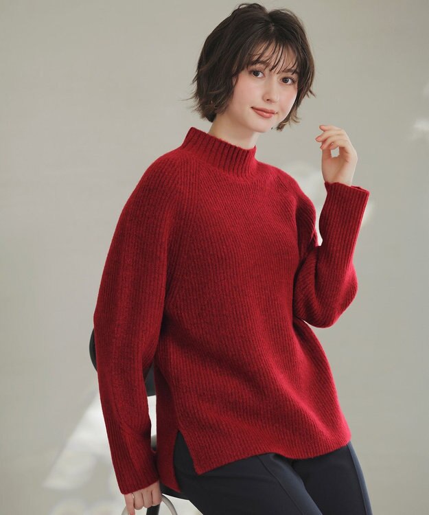 ANY SIS L ハイネックAir ニット レッド