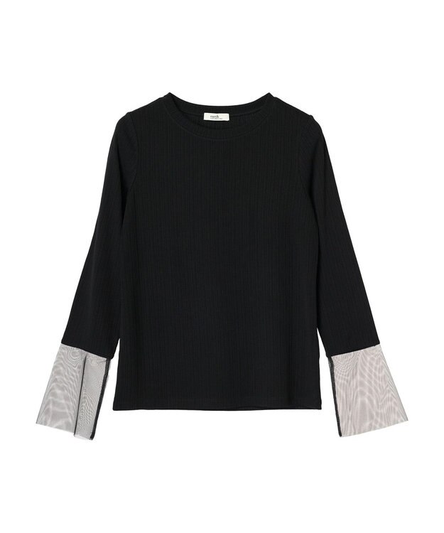 earth music&ecology 袖シアープルオーバー Black