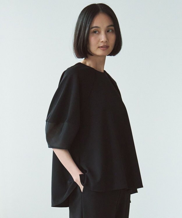 UNFILO BEAUTY MOVE シアースリーブブラウス ブラック