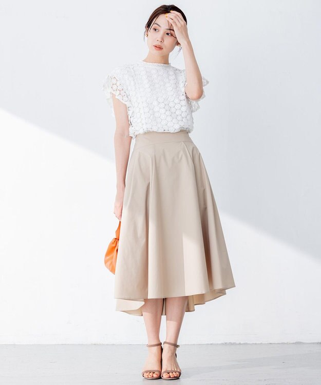 組曲 【速乾・撥水】ハイカウントタフタ スカート ベージュ系