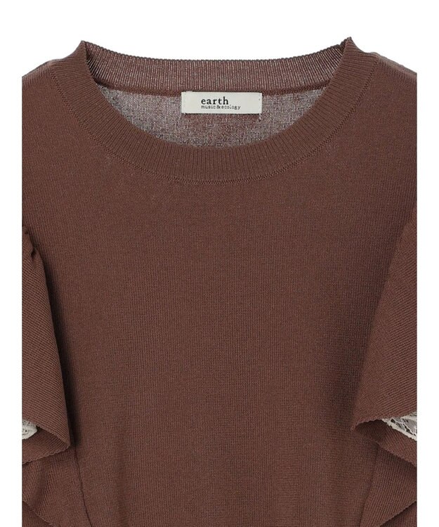earth music&ecology レースドッキングフリルニットプルオーバー Mocha