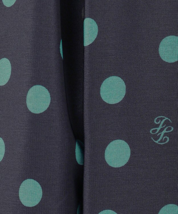 自由区 L 【洗える】ポルカドットプリント スカート ネイビー×ミントグリーン