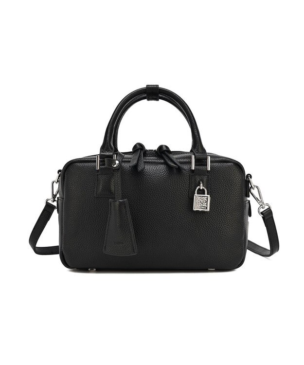 style code 【PADMA/パドマ】 キーチャーム付 本革ボストンバッグ ブラック