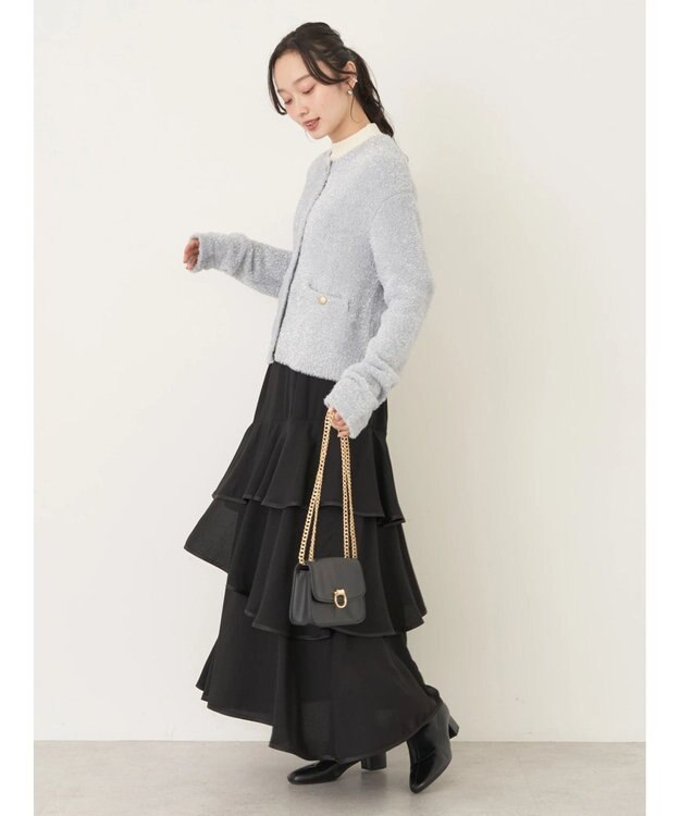 earth music&ecology キラキラシャギーカーディガン Light Gray