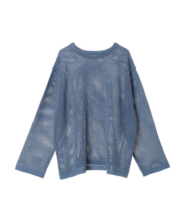 earth music&ecology ラメメッシュプルオーバー Blue