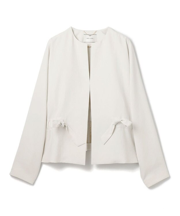 BEIGE， 【洗える・VERY3月号掲載】PORDIC / ノーカラードルマンジャケット Ecru