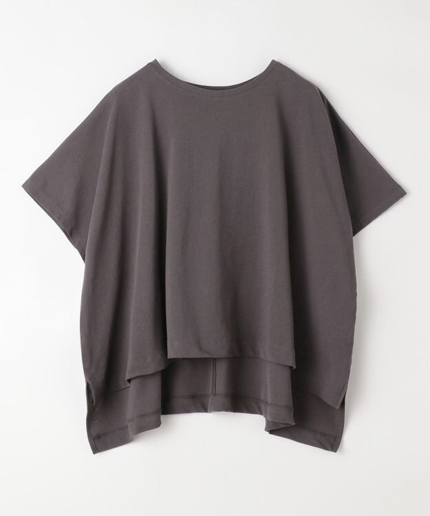 ANY ハイツイストコットンポンチョ風Tシャツ チャコール