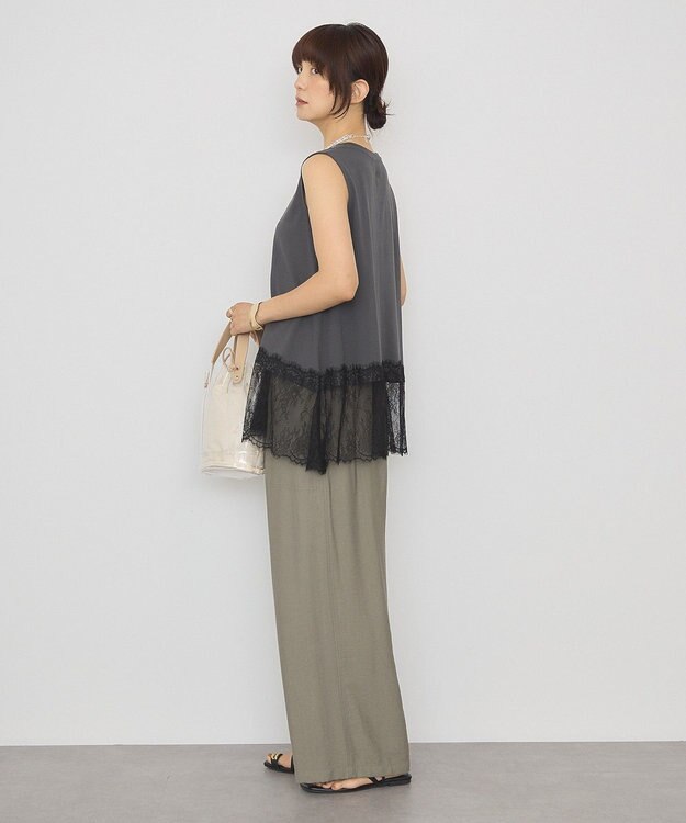 AMERICAN HOLIC 裾レースノースリーブプルオーバー Charcoal Gray