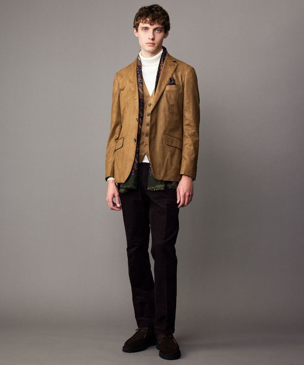 JOSEPH ABBOUD 【ウエストも伸びる！/ストレッチ/暖かい/オーガニック】オーガニックカルゼストレッチ パンツ ダークブラウン系