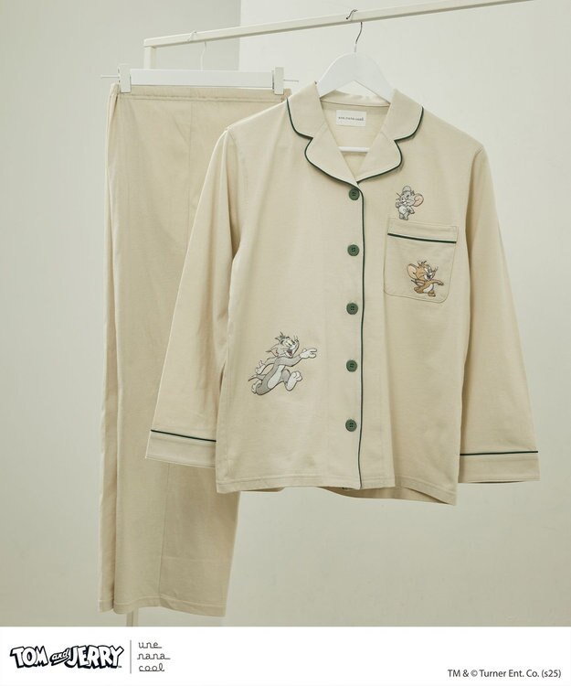 une nana cool トムとジェリー × une nana cool 【綿100％】開襟パジャマ BE