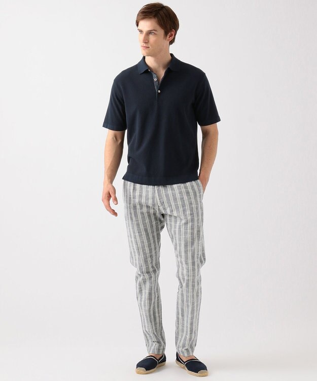 JOSEPH ABBOUD MOUNTAIN 【SPACE】OGストレッチコットン ニットポロシャツ ネイビー系