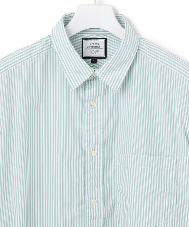 J.PRESS YORK STREET 【UNISEX】タイプライターストライプ シャツ グリーン系1