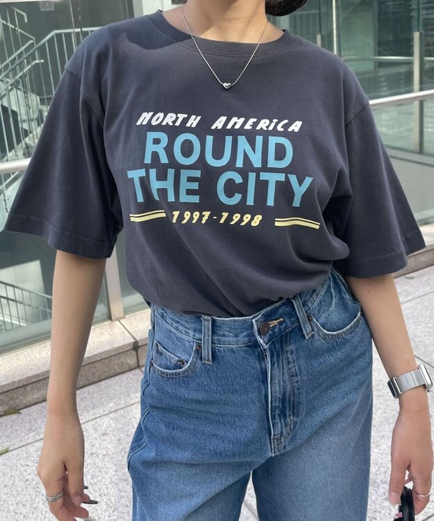 WEGO ヴィンテージライクグラフィックTシャツ スミクロ