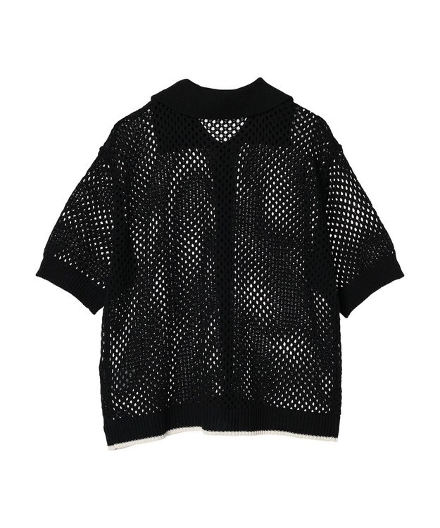 CRAFT STANDARD BOUTIQUE 配色メッシュニットカーディガン Black