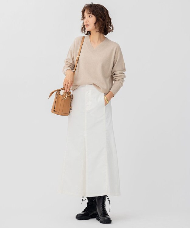 23区 L CARIAGGIウールカシミヤ Vネック ニット ベージュ系