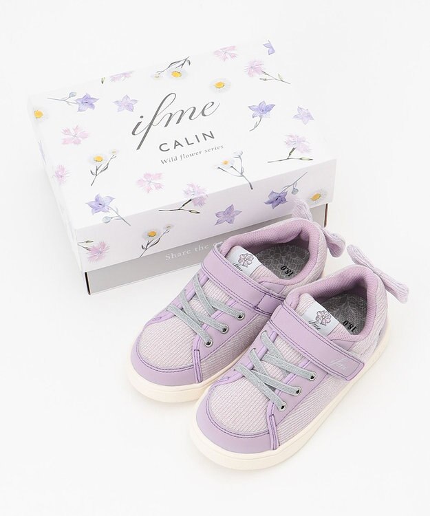 ANY KIDS IFME CALIN バックリボンラメニットスニーカー ラベンダー系