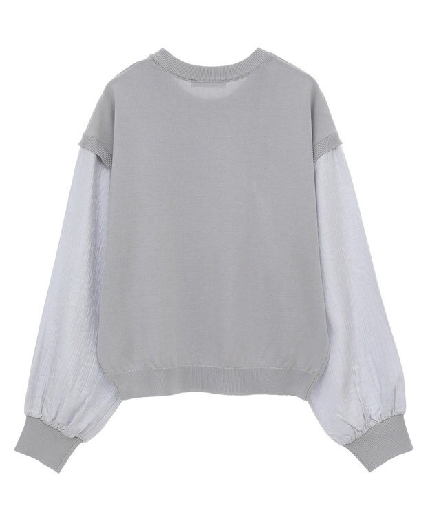 Green Parks 袖光沢ドッキングニットプルオーバー Gray