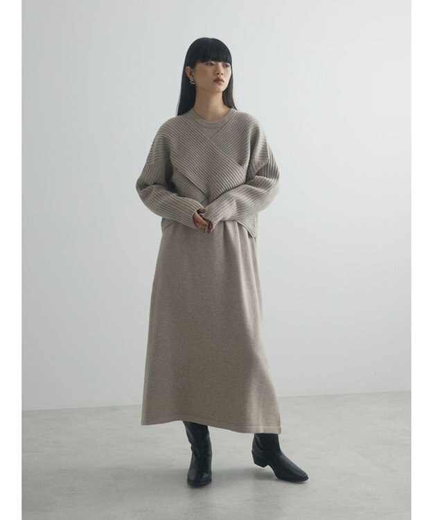 Green Parks armonia. ＳＥＴ２点ニットワンピース Beige