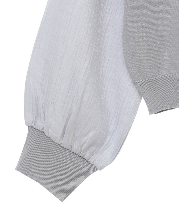 Green Parks 袖光沢ドッキングニットプルオーバー Gray