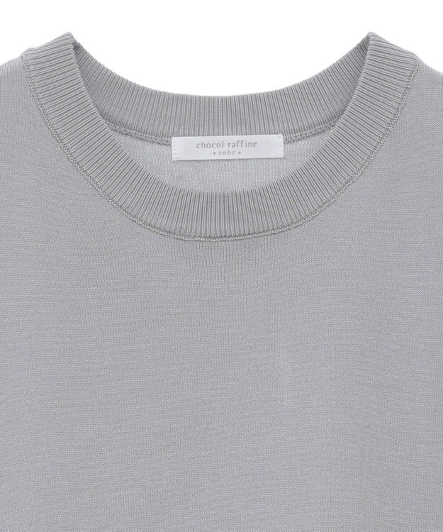 Green Parks 袖光沢ドッキングニットプルオーバー Gray