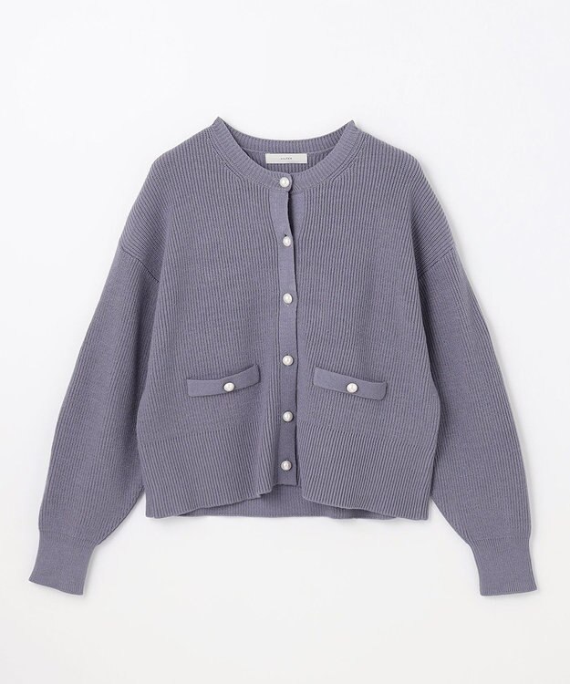 ANY 【手洗い可】パールカーディガン ブルーグレー