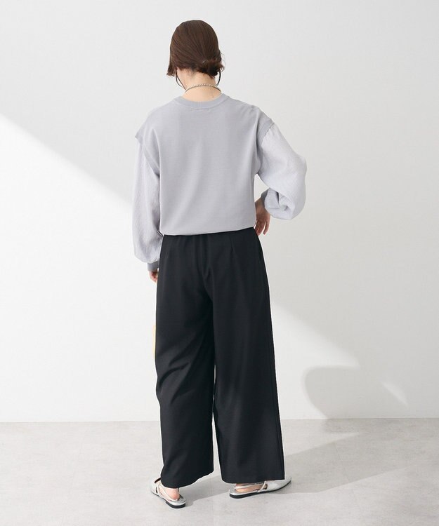 Green Parks 袖光沢ドッキングニットプルオーバー Gray