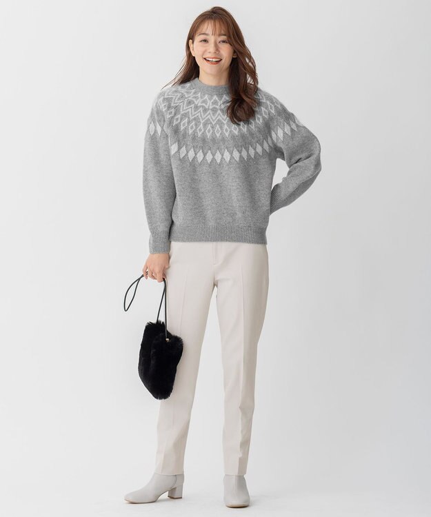 自由区 【裏起毛/撥水加工】TRギャバ テーパードパンツ ライトグレー系