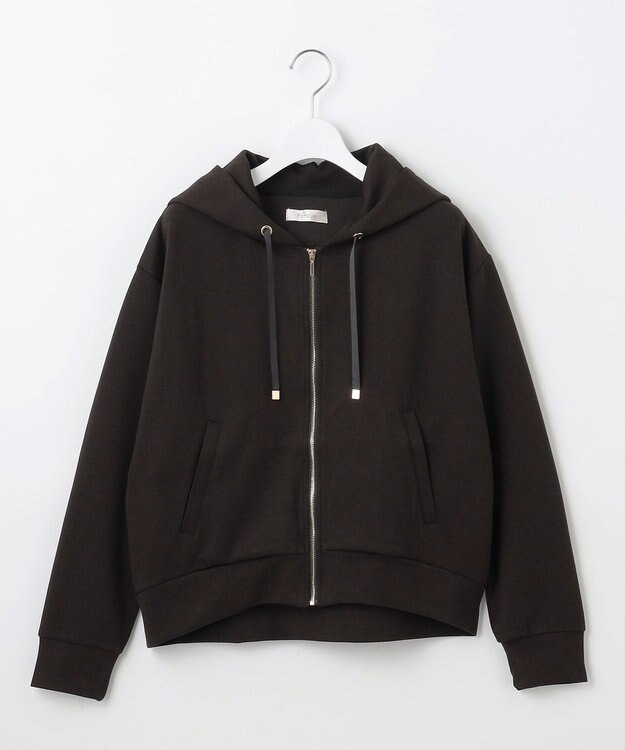 Feroux 【洗える】バックフリル ダンボールパーカー ブラック系