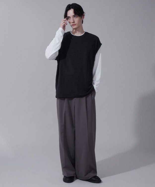 WEGO フェイクレイヤードベストT（LS） ブラック中濃色