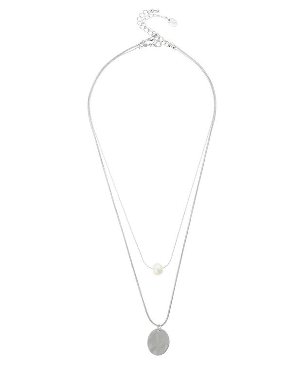 AMERICAN HOLIC テクスチャーメタル・淡水パールＳＥＴネックレス Silver