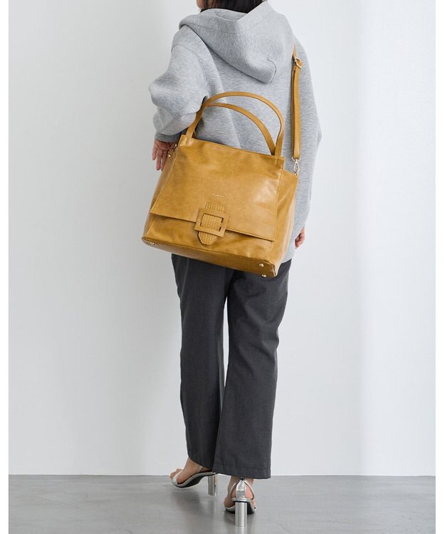 MioFIRANO バックル付きトートバッグ＆ショルダーバッグセット 2WAY A4サイズ対応　FIRANO フィラノ MUSTARD