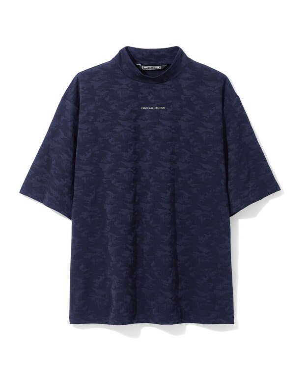 ZERO HALLIBURTON カモフラージュ柄 ジャガードモックネックシャツ ZHG-A4A 2a 82852 ゴルフウェア ネイビー